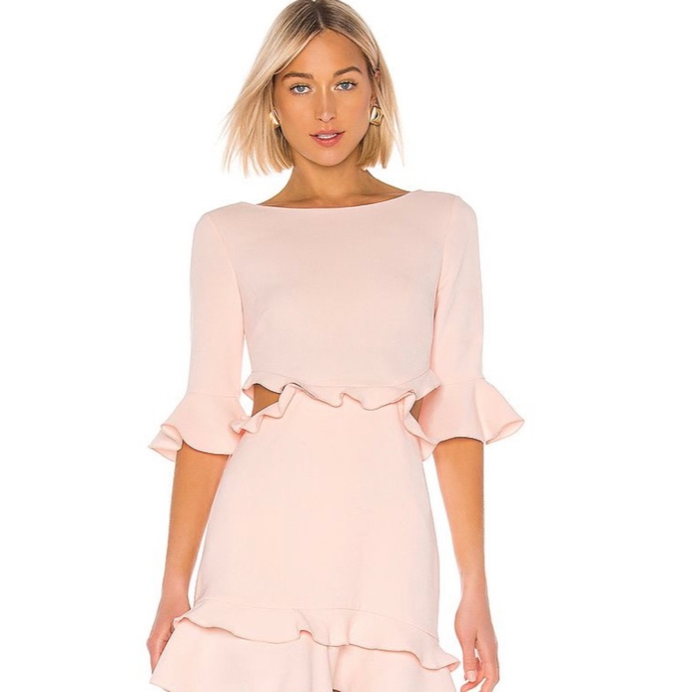 NWT Rachel Zoe 247713 Womens Karly Ruffled Cut-Out Party Dress Rosebud SZ 6